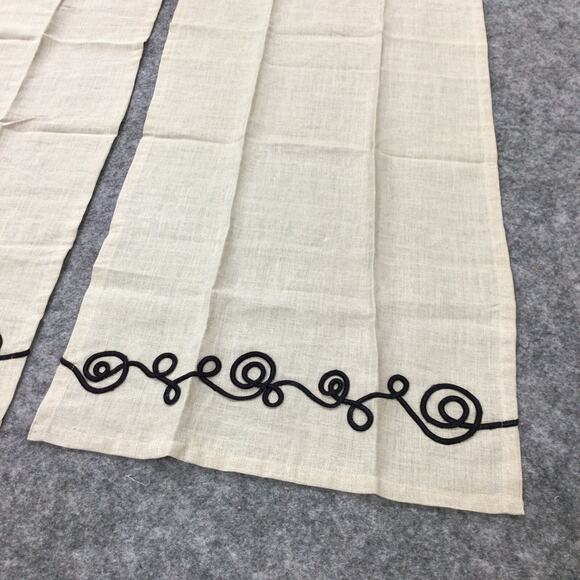 Koko Company Linen Guest‎ Towels Set of 2 Black Embroidered 16x30 Hand Wash - Picture 4 of 11